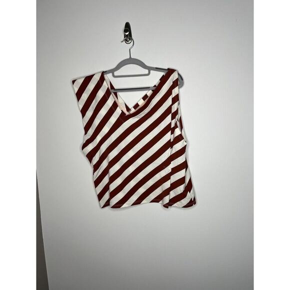 Anthropologie Postmark Top Womens Medium Red White Stripe Asymmetric July 4th - Picture 5 of 15
